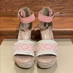 Tommy Hilfiger Pink and Cream Espadrille Sandals